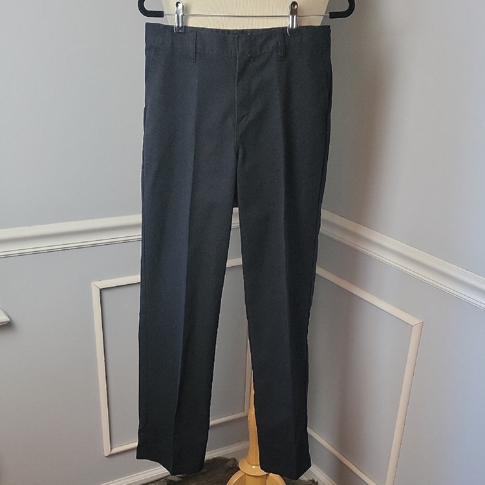 DICKIES Black Chino Style Straight Leg Dress Casual Adjustable Waist Pants 16